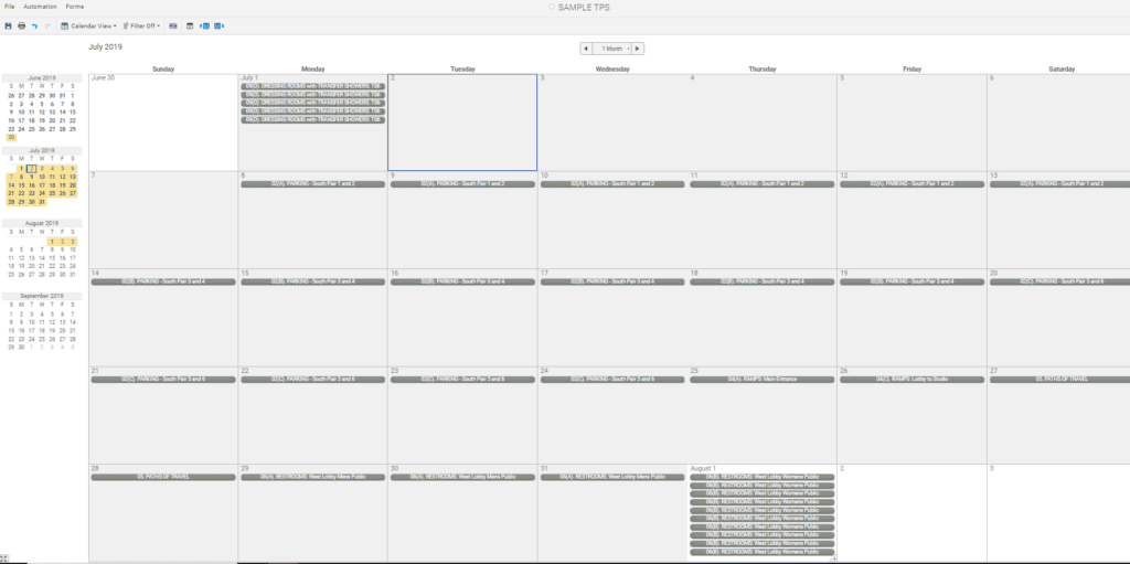 Calendar view — completion dates at a glance